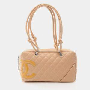Chanel Beige Quilted Leather Cambon Ligne Bowler Bag