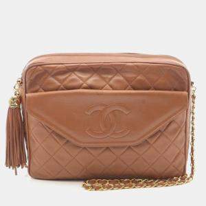 Chanel Brown Quilted Front Pocket Camera Bag