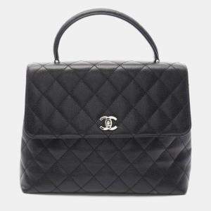 Chanel Black Caviar Quilted Jumbo Kelly Flap Bag