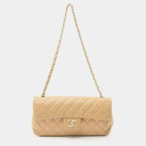 Chanel Beige Quilted Lambskin Classic Flap Bag