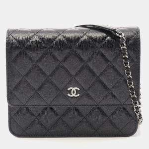 Chanel Black Quilted Caviar Leather WOC Clutch Bag