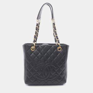 Chanel Black Leather PST Chain Shoulder Bag