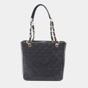 Chanel Black Leather PST Chain Shoulder Bag