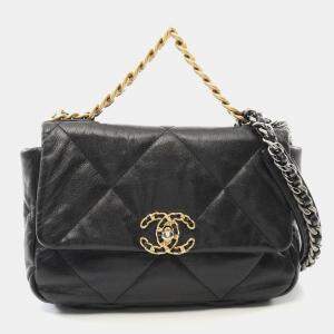 Chanel Black Quilted Goatskin Medium 19 Flap Bag