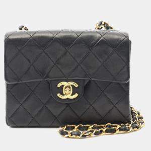 Chanel Black Lambskin Quilted Mini Square Flap Bag 