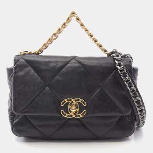 Chanel Black Lambskin Leather Medium 19 Flap Bag