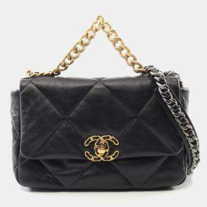 Chanel Black Lambskin Leather Medium 19 Flap Bag