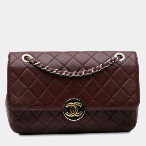 Chanel Red CC Quilted Lambskin Single Flap