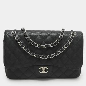 Chanel Black Quilted Leather Jumbo Classic Double Flap Bag