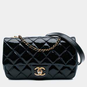 Chanel Navy Blue Paris-Salzburg Small Patent and Goatskin CC Eyelet Flap