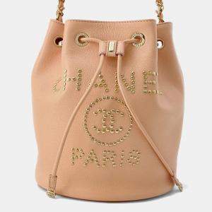Chanel Pink Caviar Leather Small Deauville Drawstring Chain Shoulder Bag
