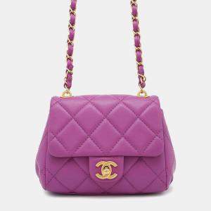 Chanel Matelasse Chain shoulder Bag Purple Lambskin