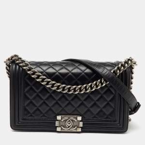 Chanel Black Quilted Leather Medium Boy Flap Bag