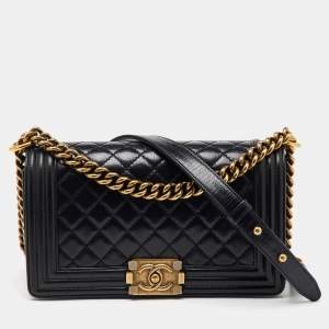 Chanel Black Quilted Leather Medium Boy Flap Bag
