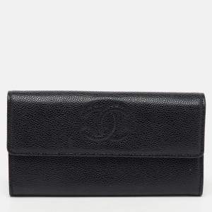 Chanel Black Caviar Leather CC Timeless Continental Wallet