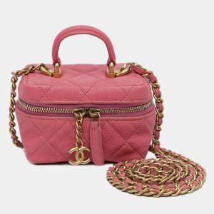 Chanel Pink Micro Caviar Chain Vanity Bag