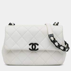 Chanel White Medium Quilted Caviar My Everything Flap