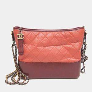 Chanel Gabriel De Chanel Leather Shoulder Bag Pink Wine