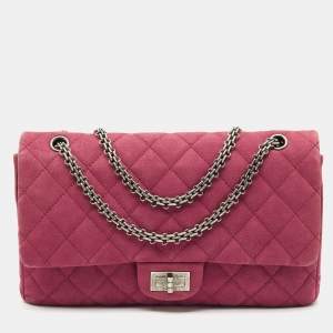 Pre Owned Chanel Red Quilted Nubuck Leather 227 Reissue 2.55 Flap Bag