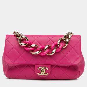 Chanel Pink Small Lambskin Elegant Chain Single Flap