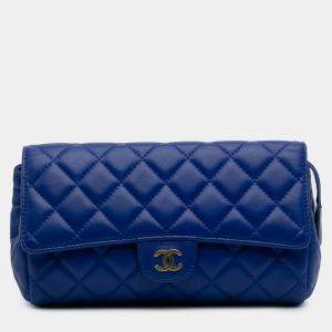 Chanel Blue CC Quilted Lambskin Zip Vanity Flap