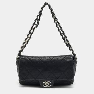 Chanel Black Quilted Leather Modern Chain Flap Bag