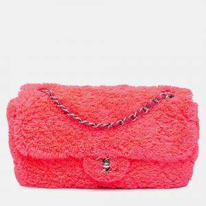 Chanel Pink Medium Quilted Terry Cloth Coco Beach Flap