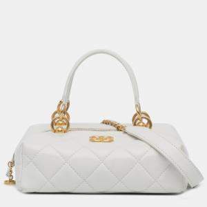 Chanel White Métiers d'Art CC Quilted Lambskin Box with Top Handle Bag