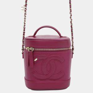 Chanel Chain Shoulder Bag Coco Mark Vanity Lambskin