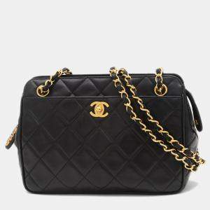 Chanel Matelasse Chain Shoulder Bag In Black Lambskin