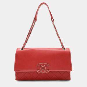 Chanel Hamptons Coco Mark Chain Shoulder Bag Lambskin Leather Pink