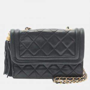 Chanel Green Mini Quilted Lambskin Tassel Flap
