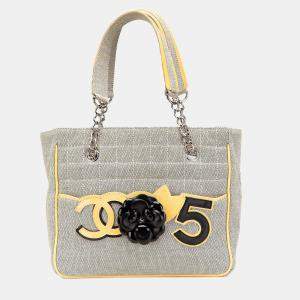 Chanel CC Camellia No. 5 Choco Bar Canvas Tote