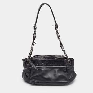 Chanel Black Leather LAX Accordion Shoulder Bag