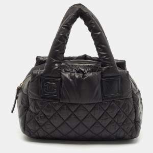 Chanel Black Quilted Nylon Coco Cocoon Bowler Bag