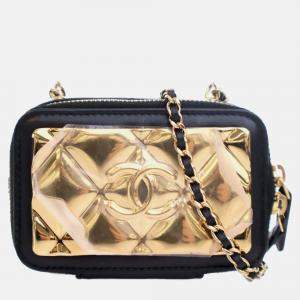 Chanel Black Extra Mini CC Quilted Golden Plate Vanity Crossbody