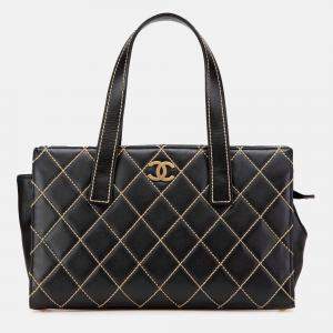 Chanel Black CC Lambskin Wild Stitch Handbag