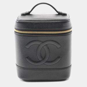 Chanel Vanity Black Leather Top Handle Bag