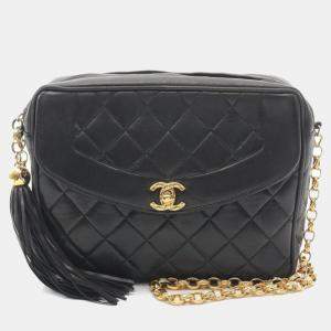 Chanel Diana Black Lambskin Leather Chain Shoulder Bag