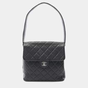 Chanel Double Face Black Grained Calfskin Shoulder Bag