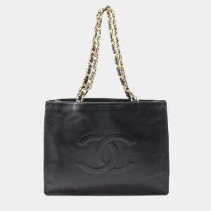 Chanel Jumbo Black Leather Tote Bag