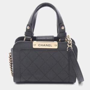 Chanel Label Click Black Leather Shoulder Bag