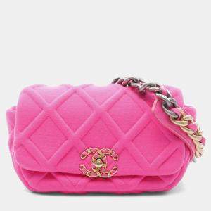 Chanel Chanel19  Pink Jersey, Leather Waist Crosgsbody Bag GHW
