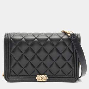 Chanel Boy Black Lambskin Wallet on Chain 