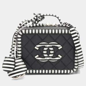 Chanel Filigree Vanity Black Leather Shoulder Bag