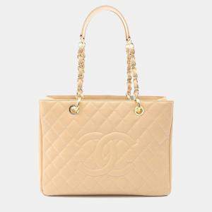 Chanel Grand Shopping Beige Leather Tote Bag
