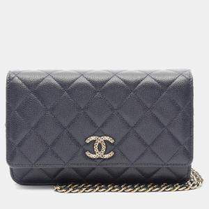 Chanel CLassic Navy Leather Wallet on Chain