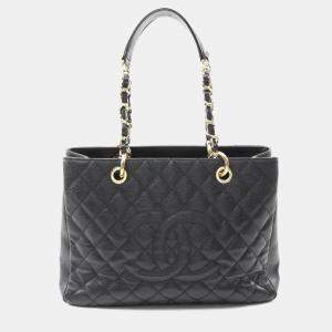 Chanel Grand Shopping Black Leather Tote Bag