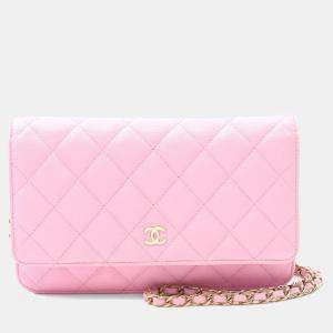Chanel Matelasse Chain Shoulder Bag Grained Calfskin Pink Ghw Woc