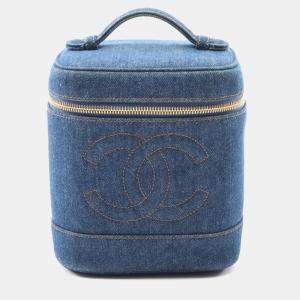 Chanel Navy Denim Coco Mark Vanity Handbag